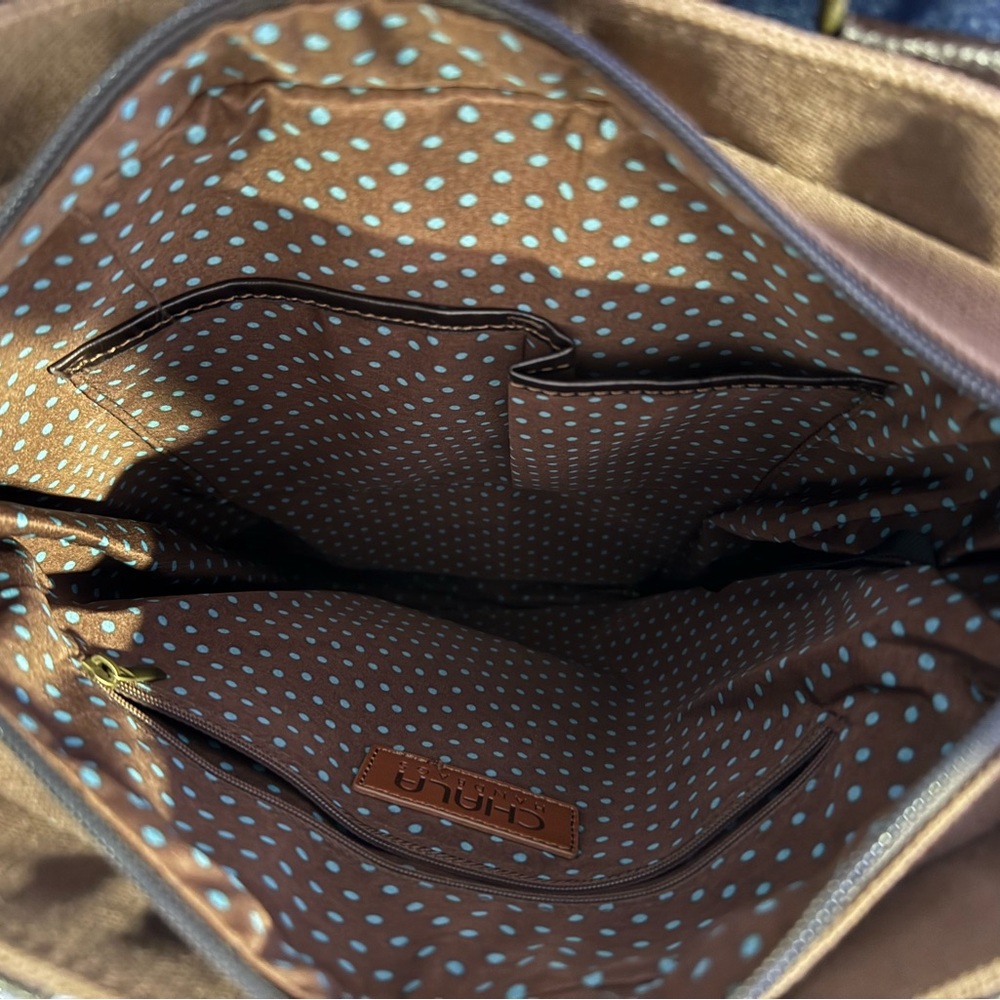 Chala Orange, Brown and White Fox Appliqué Tote - Picture 3 of 5